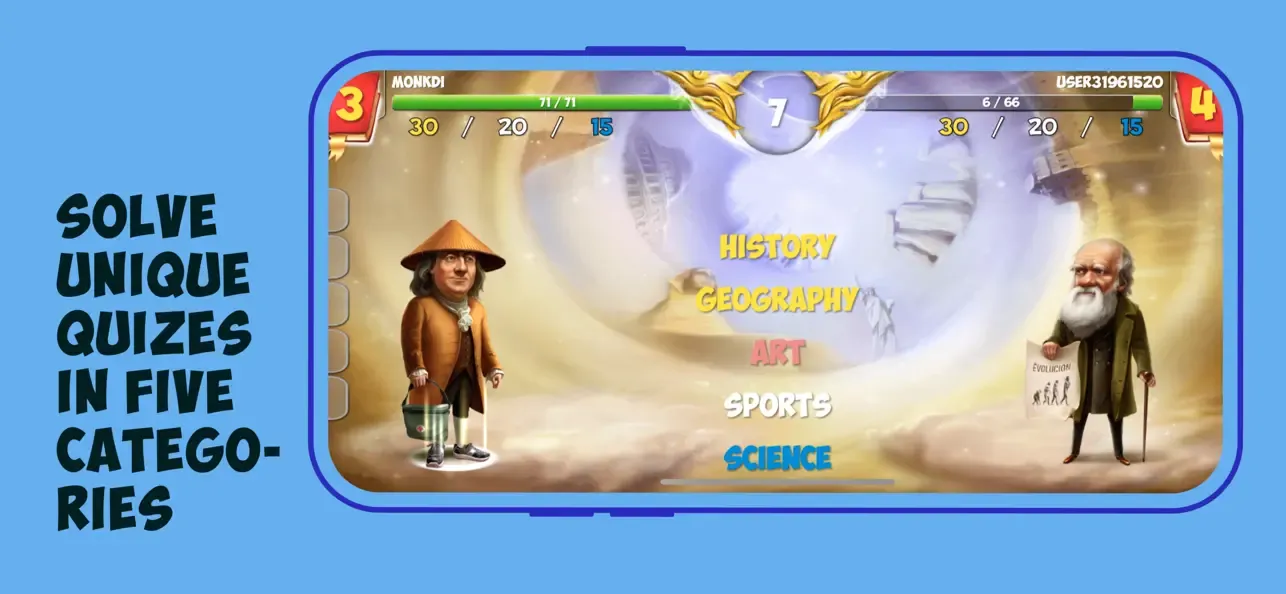Question screen with answers | Battle of Geniuses Question screen with answers